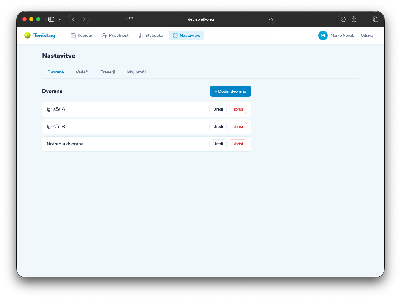 Igrišča in dvorane