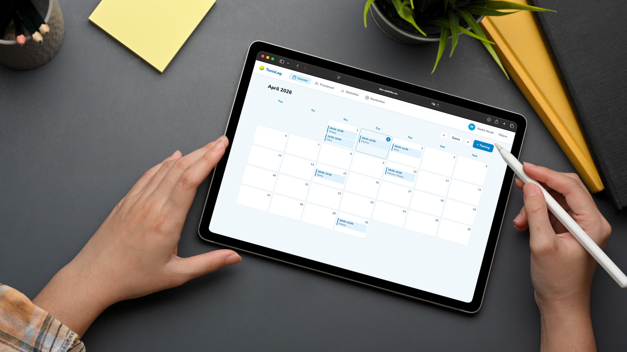 TenisLog – pregled treningov na iPadu